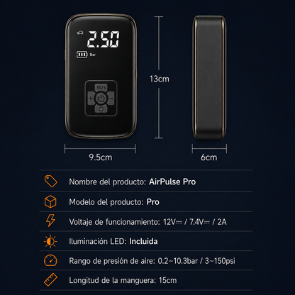 Inflador Eléctrico Portátil 150 PSI | Compresor de Aire para Coche, Moto, Bicicleta, Patinete y Balones