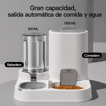 Fuente/Bebedero y Comedero 2 en 1 para Perros y Gatos | Hidratación y Alimentación Automática