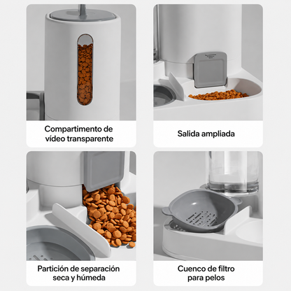 Fuente/Bebedero y Comedero 2 en 1 para Perros y Gatos | Hidratación y Alimentación Automática