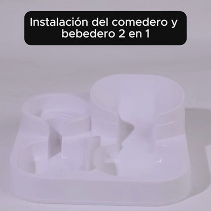 Fuente/Bebedero y Comedero 2 en 1 para Perros y Gatos | Hidratación y Alimentación Automática